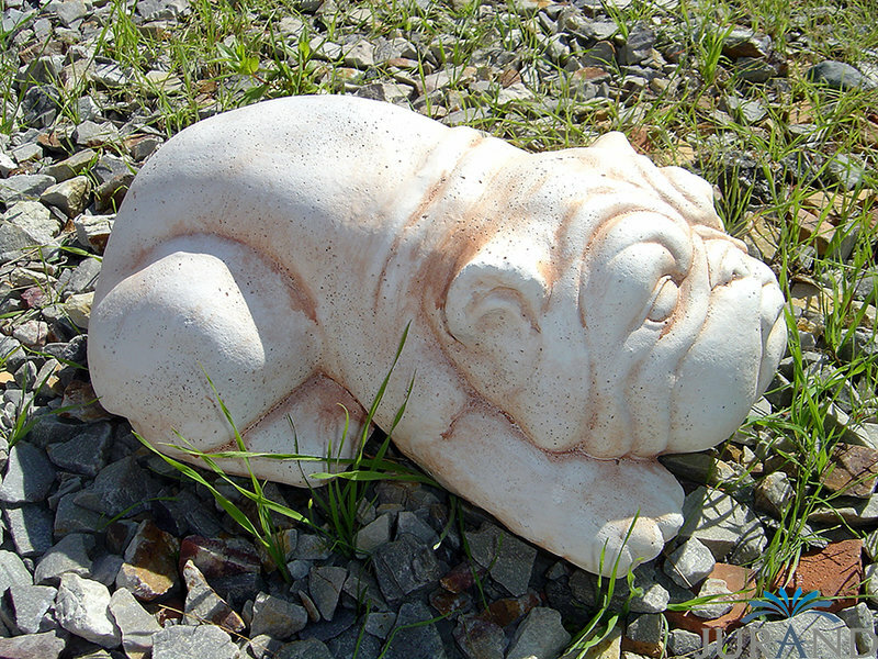 GARDEN FIGURE STONE FIGURE GARDEN SCULPTURE CAST STONE DOG 13 cm - 1545