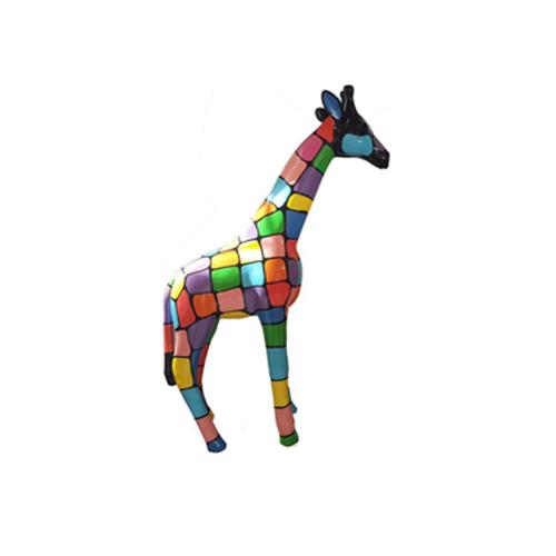 Abstract decorative sculpture designed as a gloss giraffe in colorful mosaic patterns 50cm