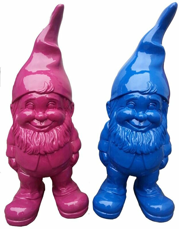 Abstract decorative sculpture designed as a gloss standing colorful dwarf 50cm