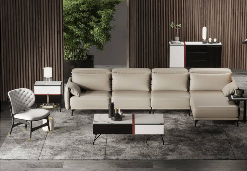 Designer Leather Corner Sofa Upholstery Corner Couch Seat Corner L Shape Set