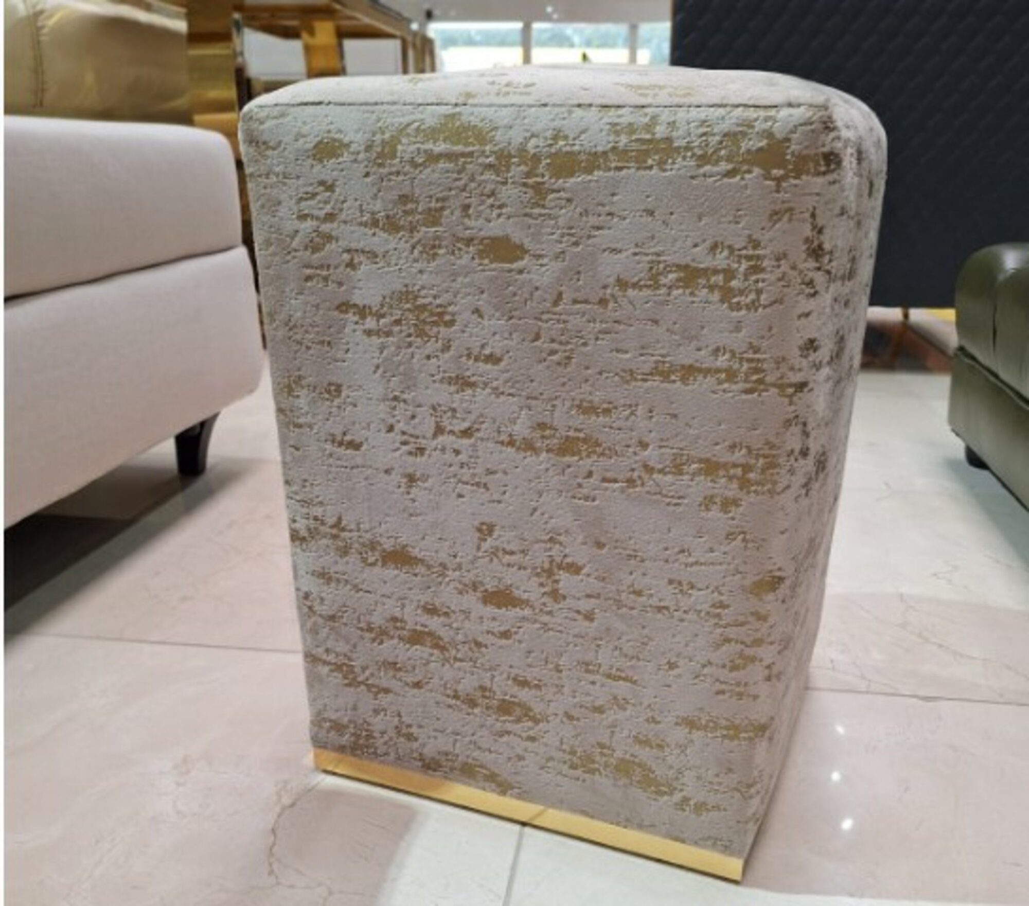 Stool Beige Couch Textile Seat New Footstool Upholstery New Bench Side Stool On Stock