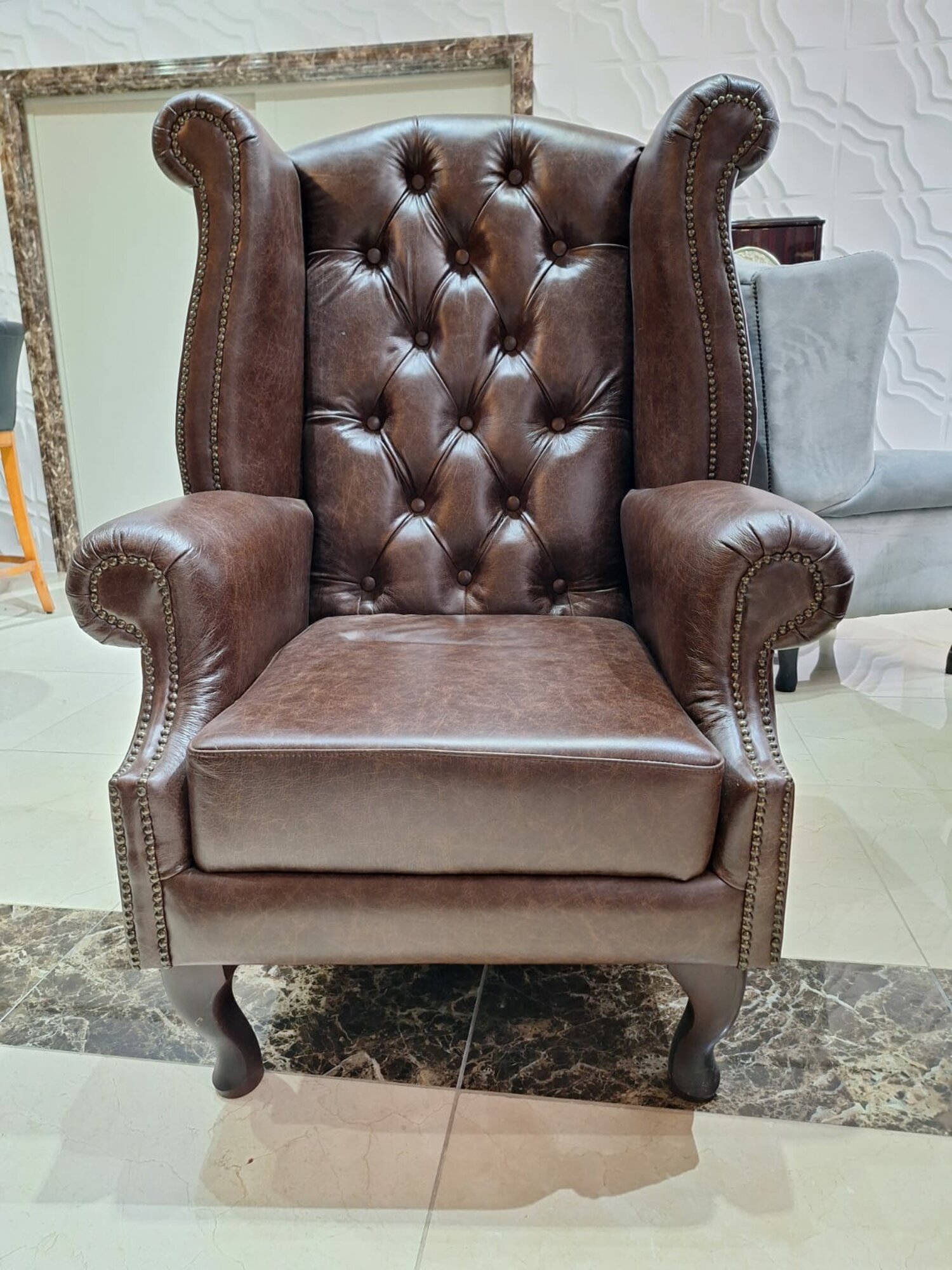 Chesterfield armchair Lounge armchair Club armchair Cocktail armchair Leather armrests On Stock