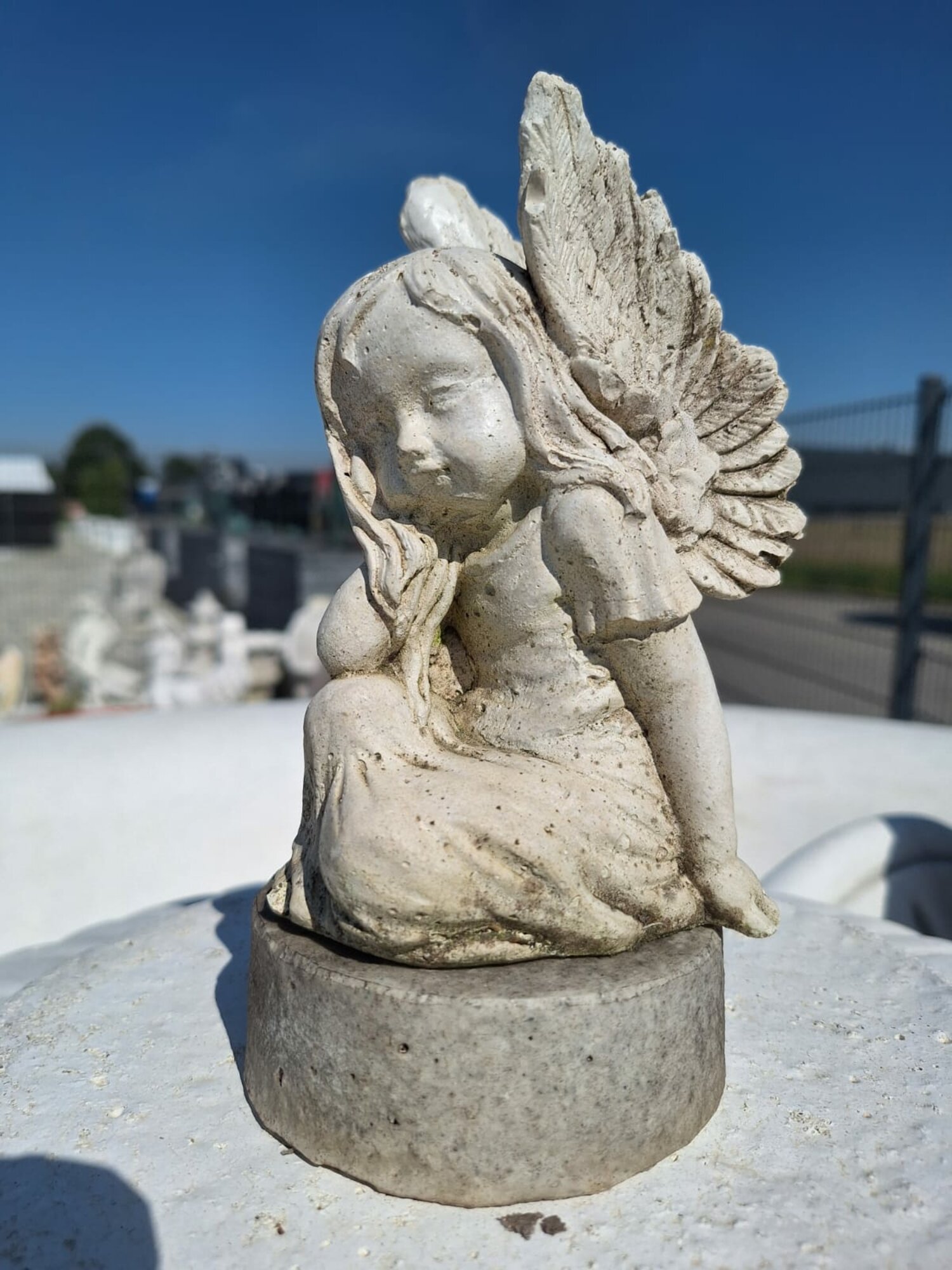 Statue Figure Angel on Earth Garden Statues Sculptures Decoration On Stock