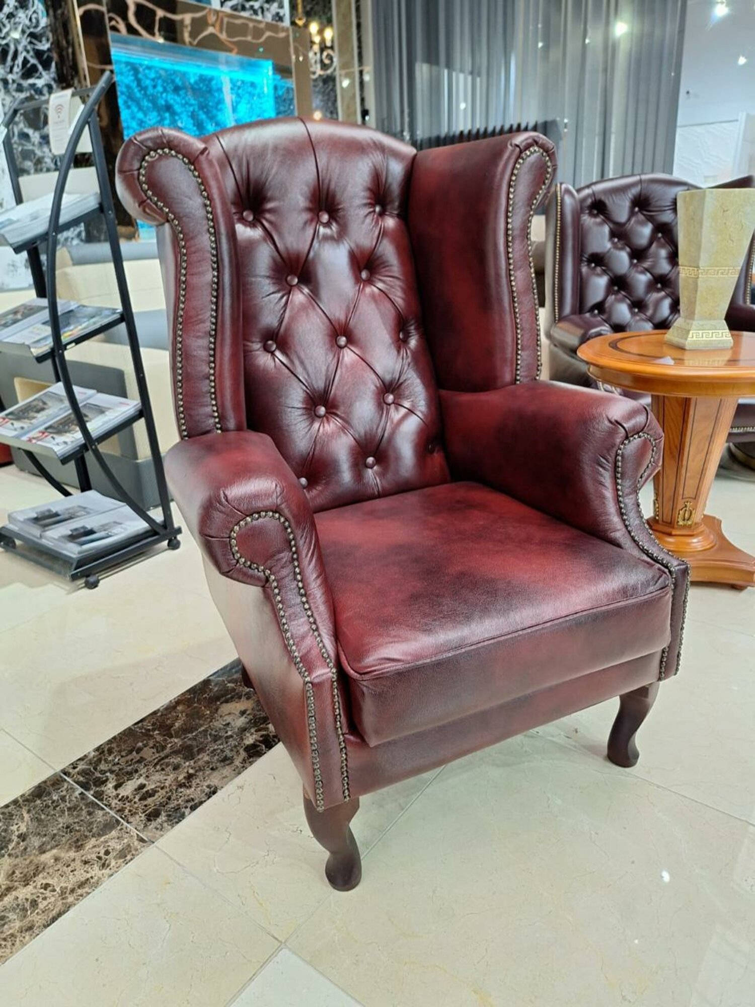 Chesterfield Brown Armchair Lounge Chair Club Chair Cocktail Chair Leather Armchair On Stock