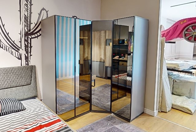 Gray corner wardrobe designer children's room luxury wooden furniture