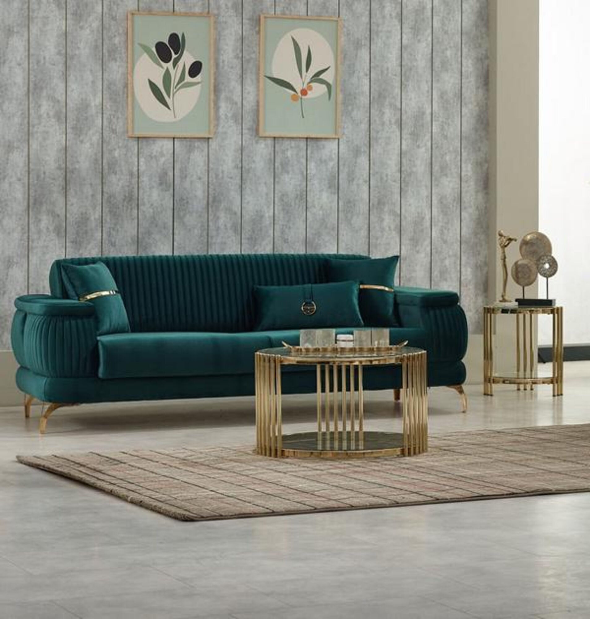 Luxury three-seater sofa fabric sofa upholstered sofa green couch 3-seater couches