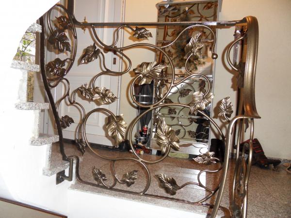 Stair railing handrail beech wood metal custom-made railing model #165