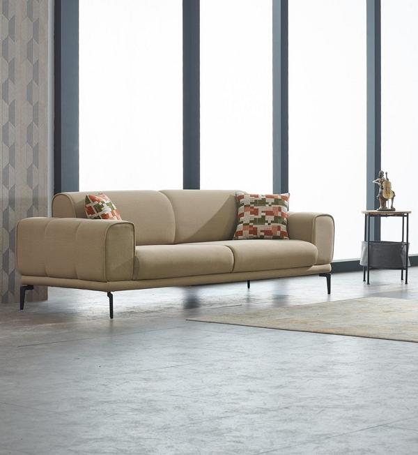 Luxury fabric sofa three-seater sofa 3-seater upholstered couch beige fabric