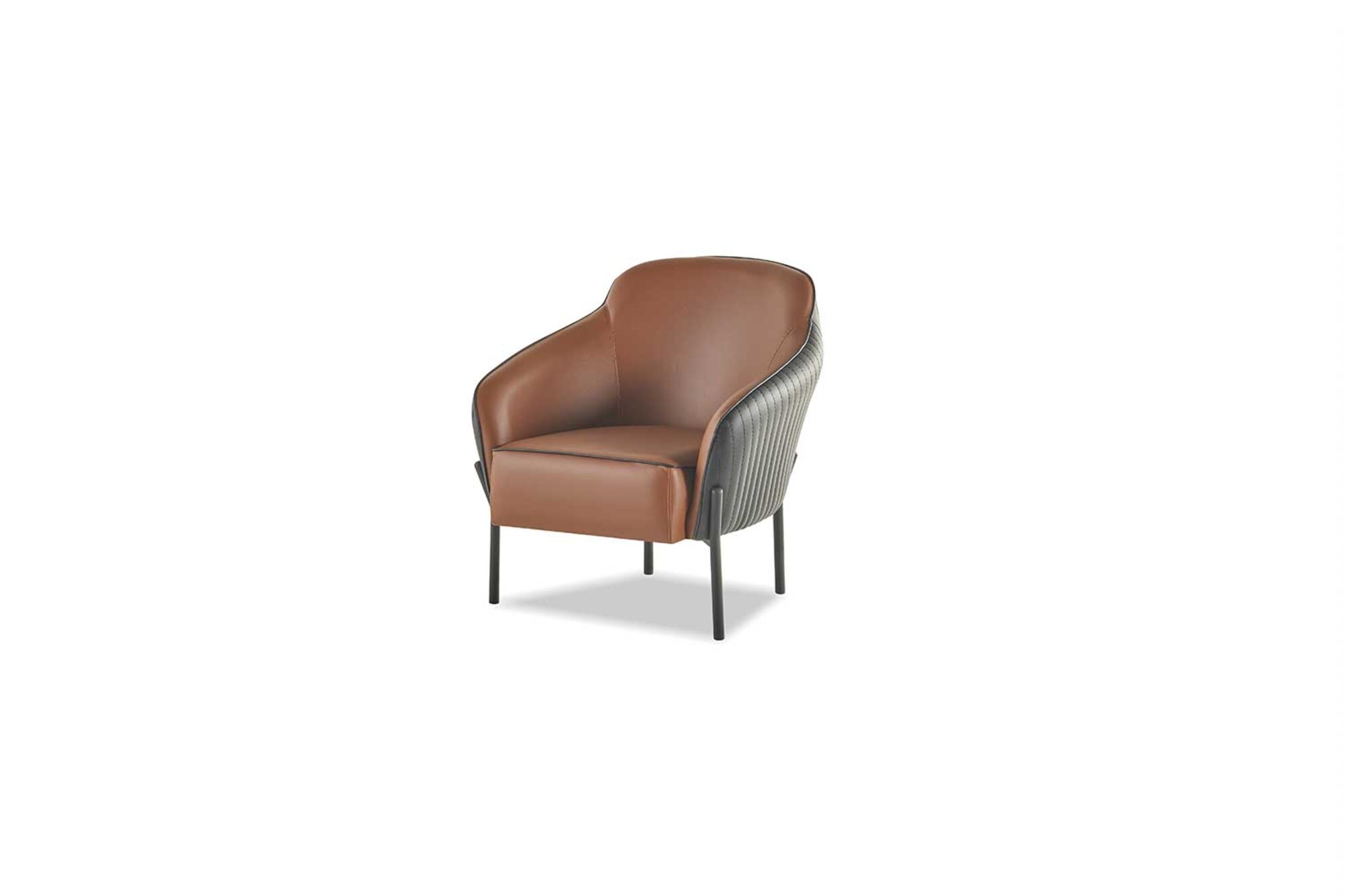 Brown Black Armchair Modern Leather Highback 1-Seater Soft