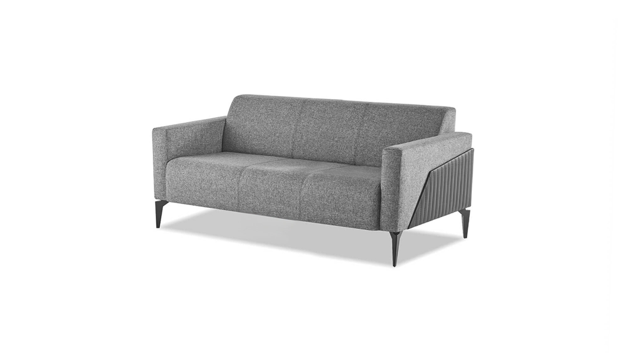3-Seater Sofa Textile Leather Stainless Steel Modern Gray Couch Three-Seater Soft