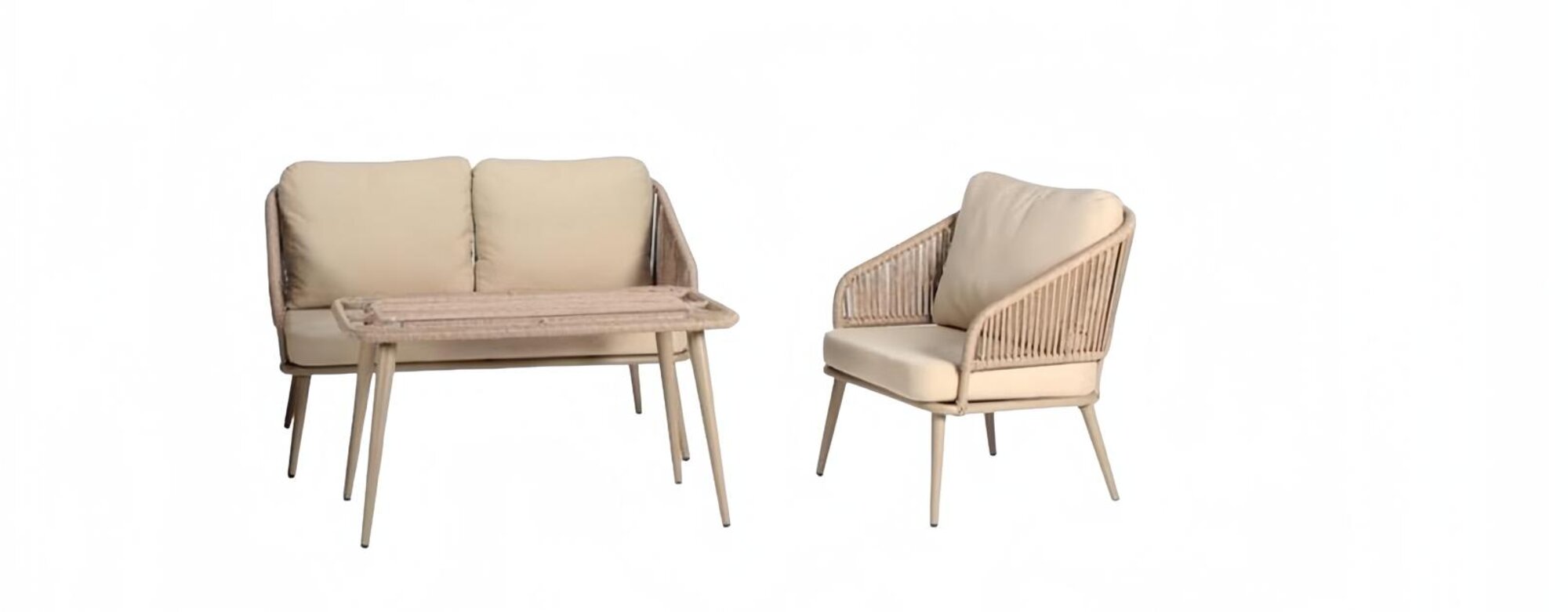 Modern beige garden furniture luxury sofa set high-quality armchair coffee table