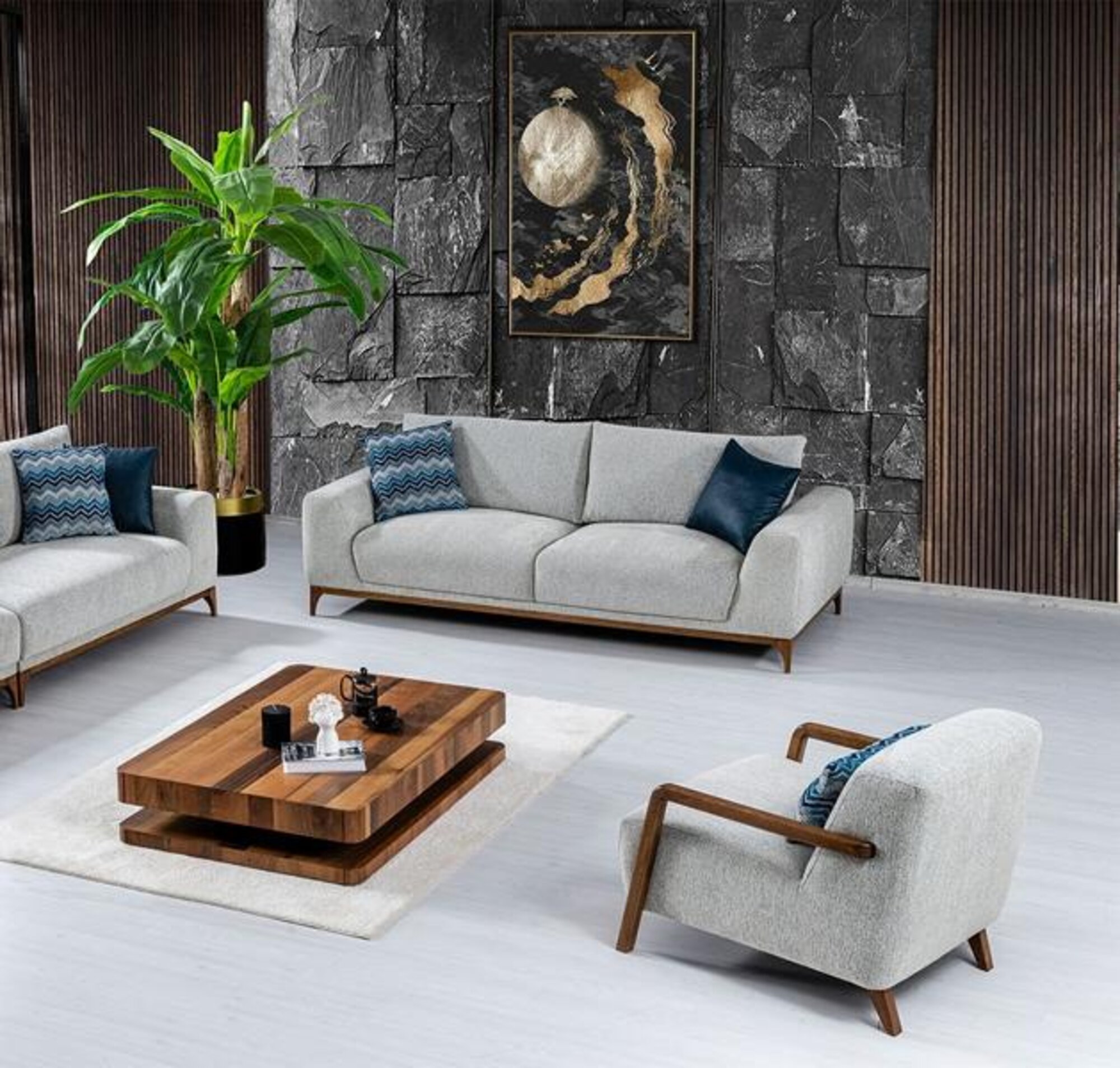 Sofa living room set upholstered combination seating set 3+1