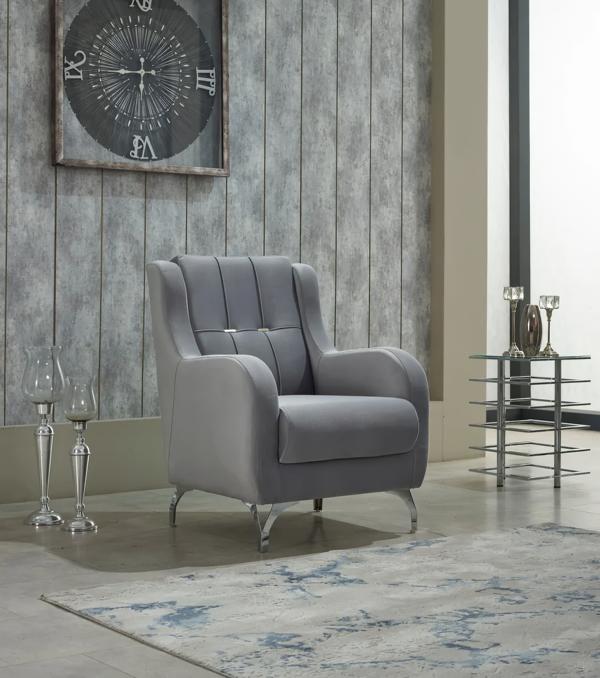 Armchair single seat upholstered fabric living room seat modern gray