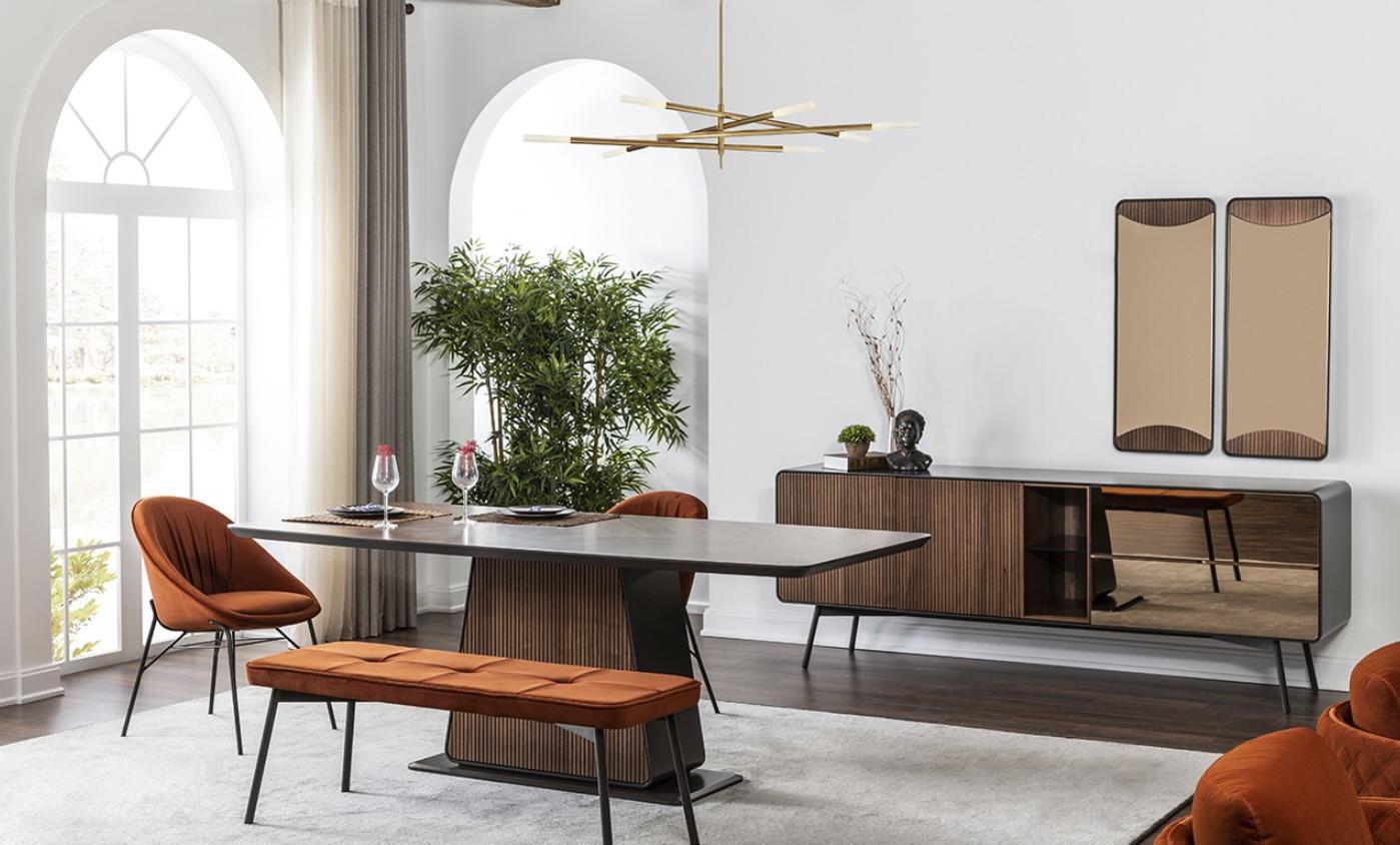 Dining Set Dining Room Dining Table Chairs Sideboard 9pcs Wood Brown