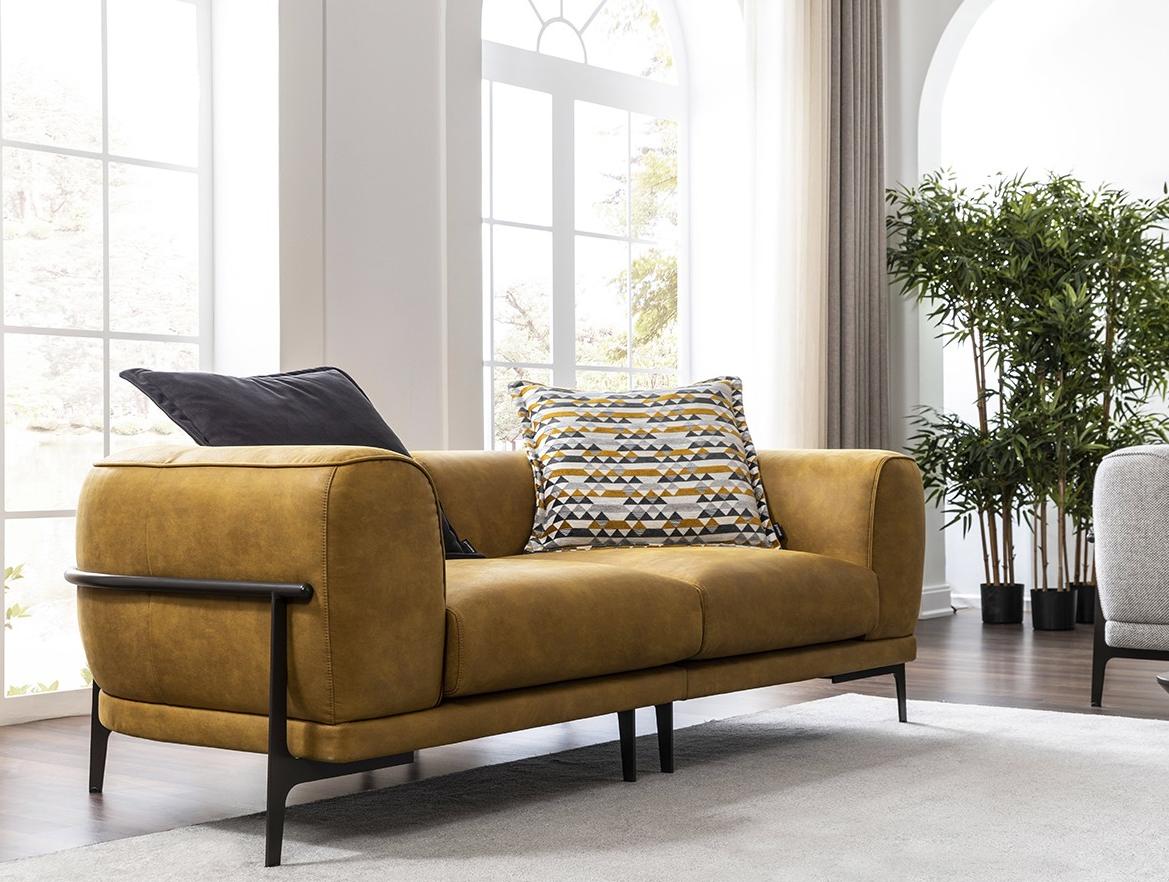 Two Seater Sofa 2 Seater Sofas Modern Yellow Faux Leather Couch Design