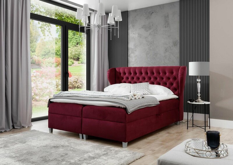 Luxury box spring bed double beds wood furnishings upholstered bed modern design