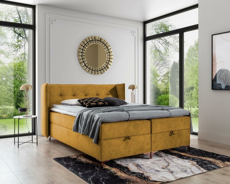 Bed 160x200cm luxury design furniture bedroom box spring bed double new