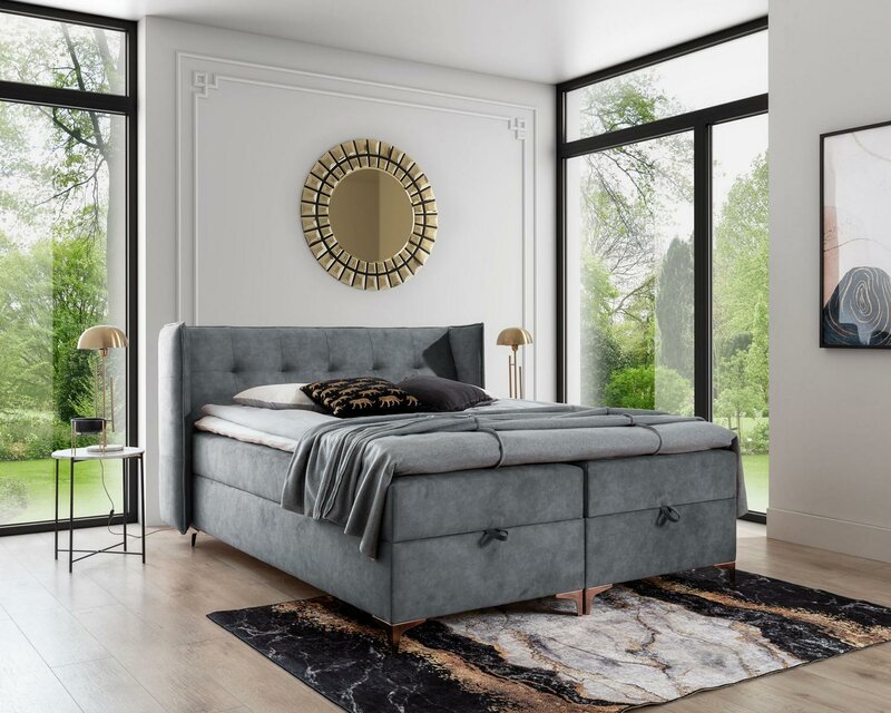 Box spring bed 160x200cm upholstered furniture luxury bed bedroom style modern