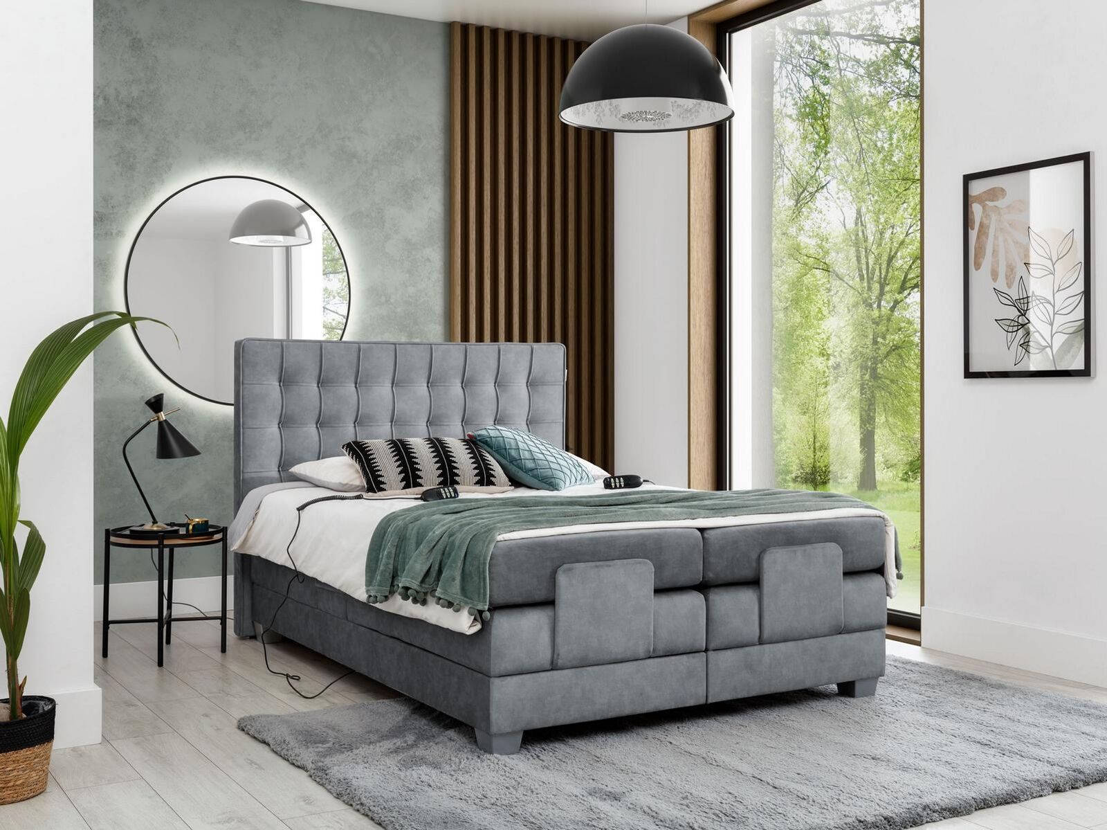 Modern bed grey double bed 160x200cm bedroom design modern furnishings