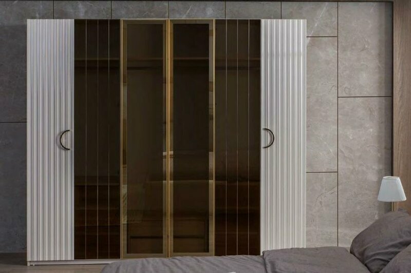Modern light grey wardrobe Bedroom Elegant glass wardrobes Wardrobe