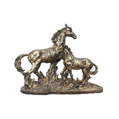 Decorative gloss figure designed as golden colored horses sculpture 48x65cm