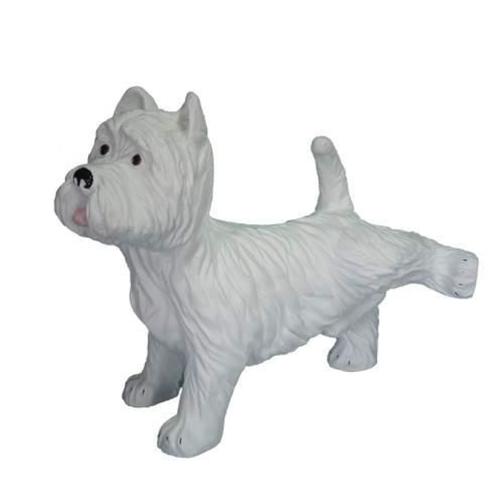 Decorative garden sculpture designed as an original white colored shaggy puppy 35cm (A148)