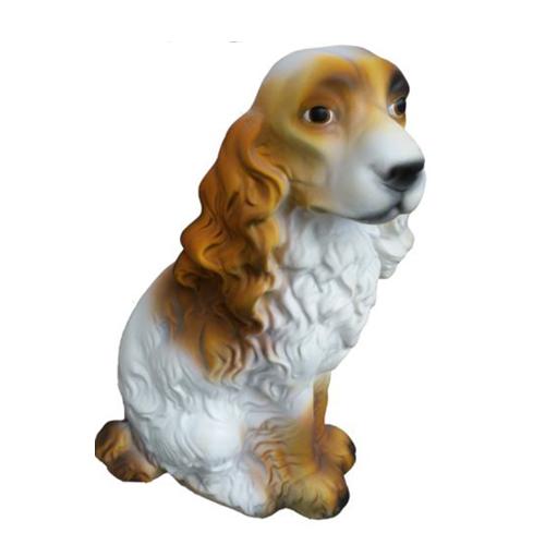 Decorative sculpture designed as an original colored sitting shaggy puppy 38 cm (A19)