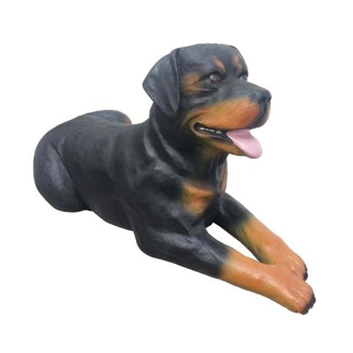Decorative sculpture designed as an lying motley rottweiler dog 50x80cm A195
