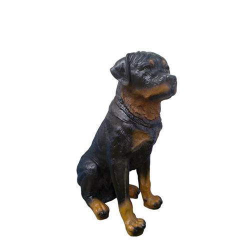 Decorative sculpture designed as an original colored sitting dark rottweiler 35 cm (A22)