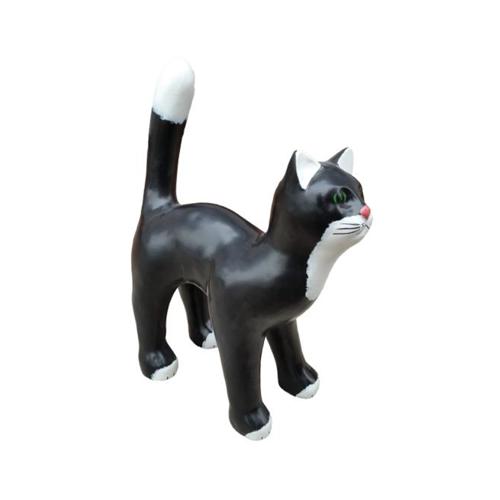 Motley white black colored gloss decorative sculpture designed as a standing cat 40cm