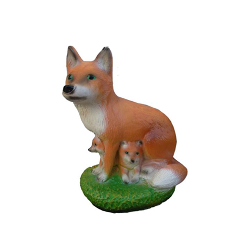 Decorative sculpture designed as a orange colored fox with cubs 35cm