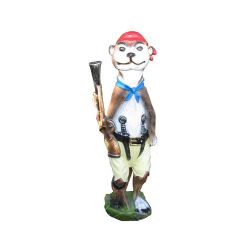 Decorative sculpture designed as a standing opossum pirate with a gun 60cm