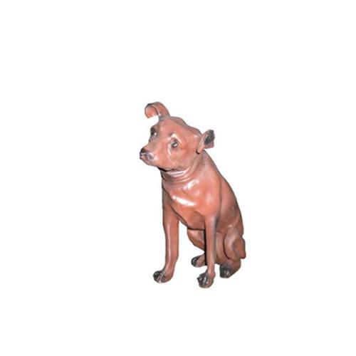 Light brown colored decorative sculpture designed as a sitting dog 30cm (A27)