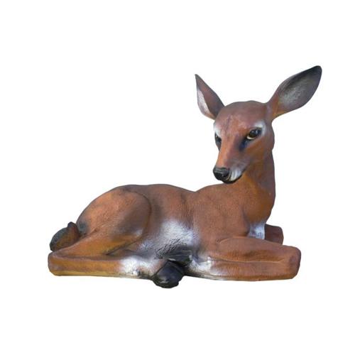 Decorative sculpture designed as a dark brown colored lying deer 38cm