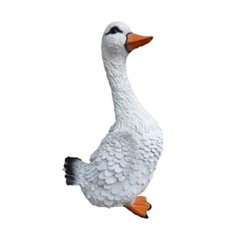 Decorative sculpture designed as a white colored shaggy standing duck 65cm