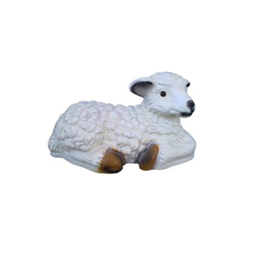 Decorative sculpture designed as a white colored lying shaggy lamb 20 cm