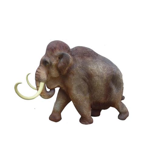 Decorative sculpture designed as a natural brown colored mammoth with long horns 42cm