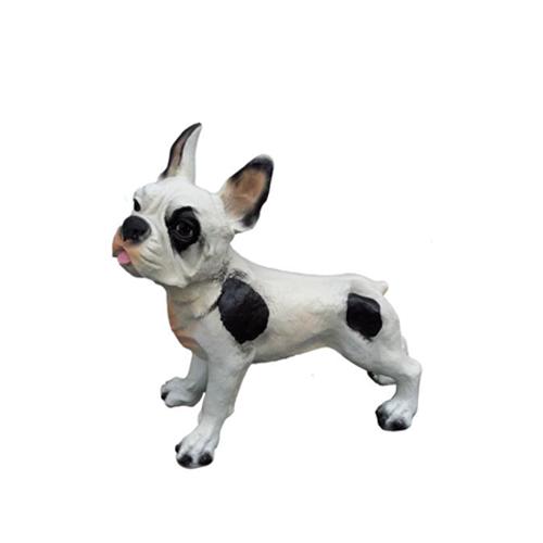 Motley white black colored decorative sculpture designed as a standing puppy 24cm (A362)