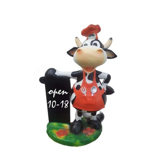 Restaurant decorative sculpture designed as a cartoon cow with a board 55cm