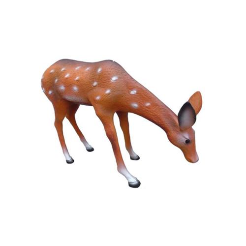Decorative sculpture designed as a eating motley brown deer 55cm
