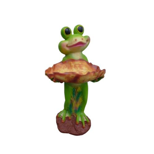Decorative sculpture designed as a cartoon green frog with a bowl 65cm