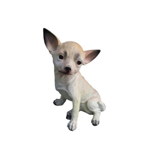 Decorative sculpture designed as an original white colored sitting russian toy terrier 30cm