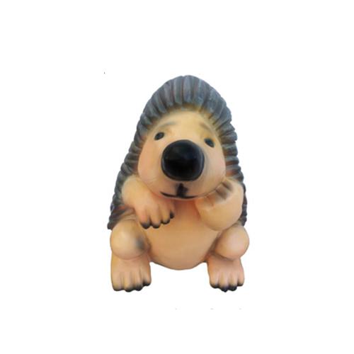 light brown black colored deco figure of bored squatting cartoon hedgehog 44cm