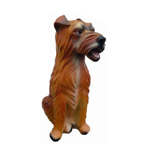 Matte brown colored decorative garden sculpture designed as sitting dog 40cm (A418)