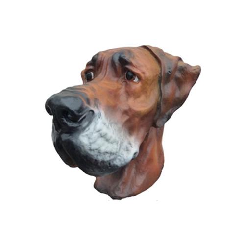 Decorative sculpture designed as a brown colored dog head 30 cm (A421)