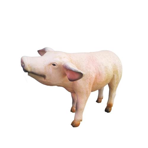 Deco figure designed as a light pink colored standing pig 77cm