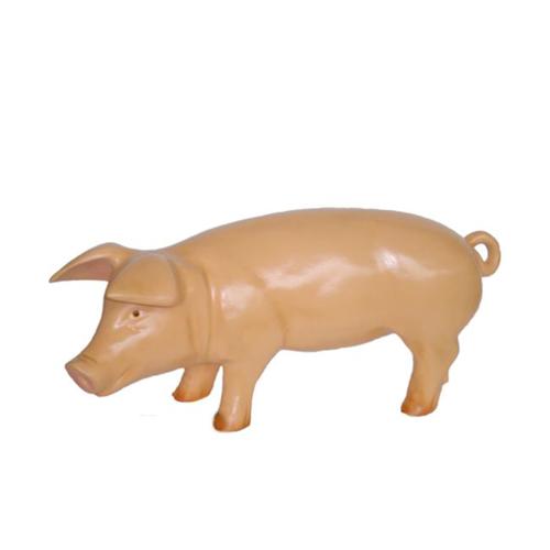 Gloss light pink colored deco figure of a standing pig 60cm