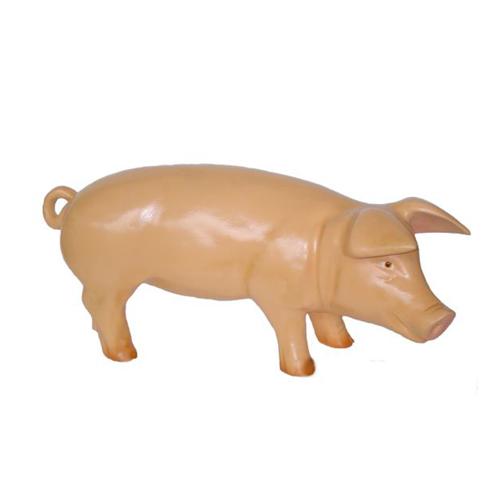 Gloss light pink colored deco figure of a standing pig 58 cm