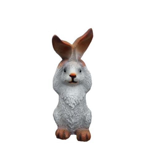 Motley white brown colored deco figure of a standing shaggy no hearing rabbit 35cm