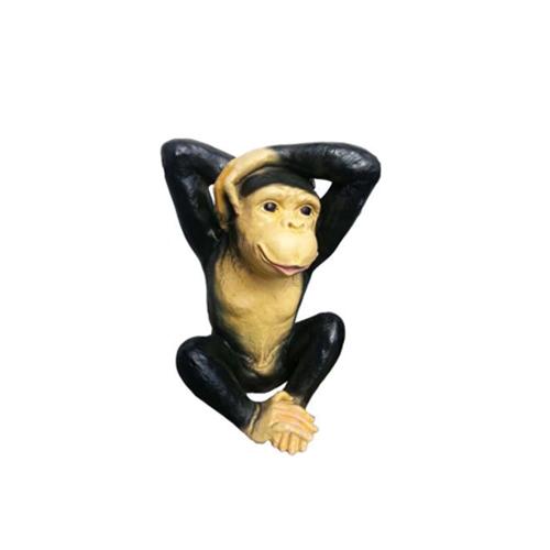 Deco figure designed as a black white sitting no hearing monkey 34cm